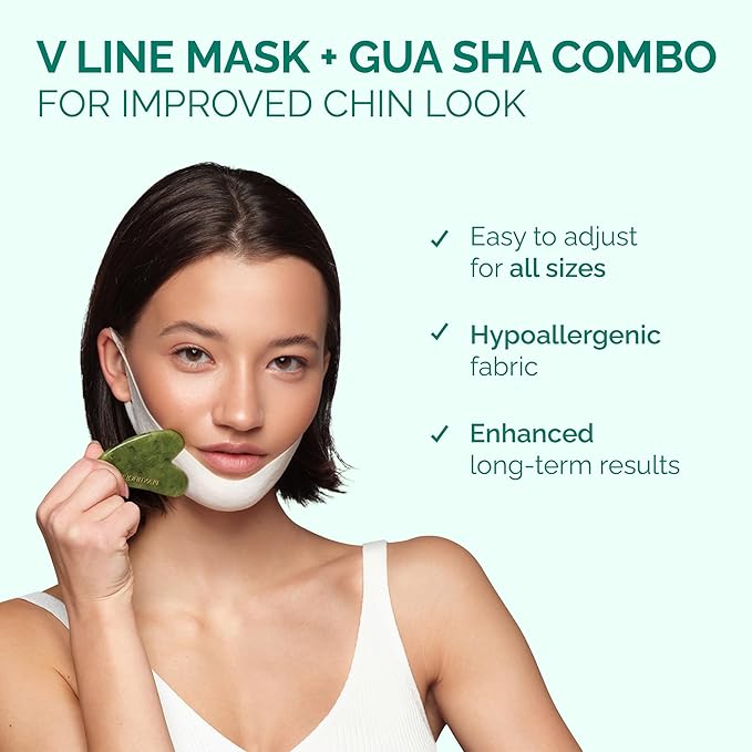 PLANTIFIQUE V-Line Collagen Mask for face 15 PCS | Chin Strap for Women & Men | V Line Lifting Mask with Collagen and Hyaluronic Acid V Shape Face Tape Chin | Skin Firming