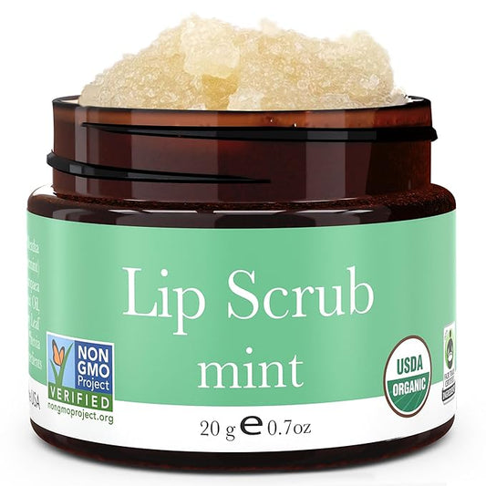 Lip Scrub Exfoliator Mint - USA Made Sugar Lip Scrubber with Natural & Organic Ingredients