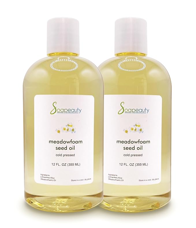Soapeauty MEADOWFOAM SEED OIL Cold Pressed Unrefined | 100% Pure Natural Meadowfoam Seed Oil for Face & Hair | Moisturizer for Skin, Promotes Hair Growth, Balms | 24 fl oz (2 * 12 fl oz)
