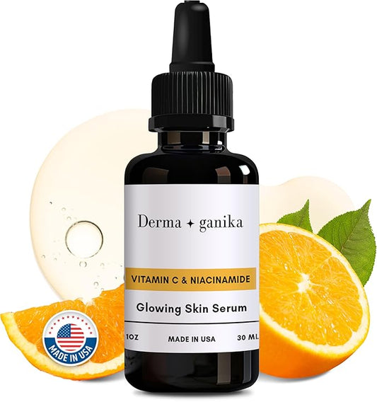 Derma ganika Vitamin C & Niacinamide Serum - Made in USA Brightening & Rejuvenating Face Serum | Boosts Collagen, Evens Skin Tone, and Reduces Dark Spots