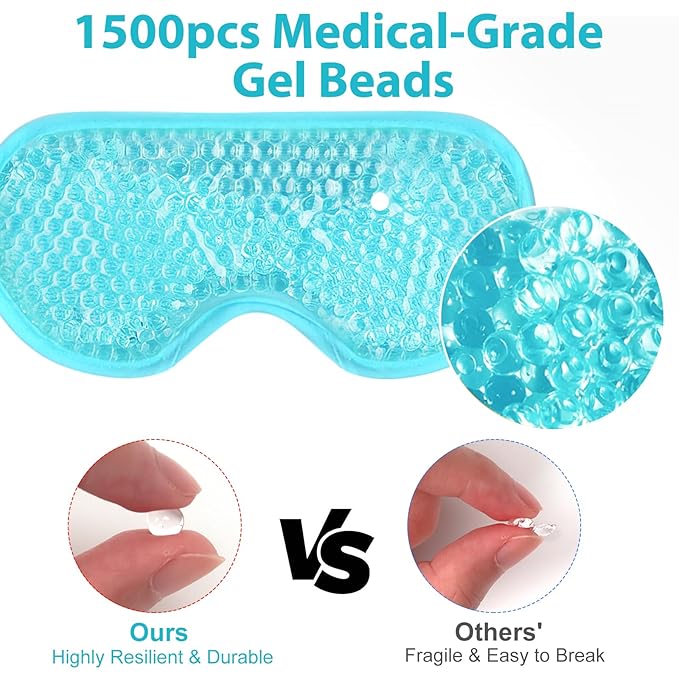 BeeVines Gel Eye Mask, 2 Pack Cooling Ice Masks for Puffy Eyes for Men & Women, Cold & Warm Compress for Post Surgery, Puffiness, Allergies, Sinuses & Migraines Treatment(Blue & Purple)