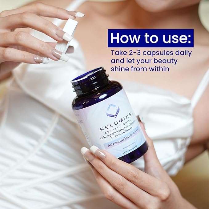 Relumins L-Glutathione Complex 1650mg - Antioxidant Support with Alpha Lipoic Acid, NAC, L-Methionine, Vitamin E - Halal & cGMP Certified, Skin Health Supplement - 90 Vegetarian Capsules x 3 Bottles