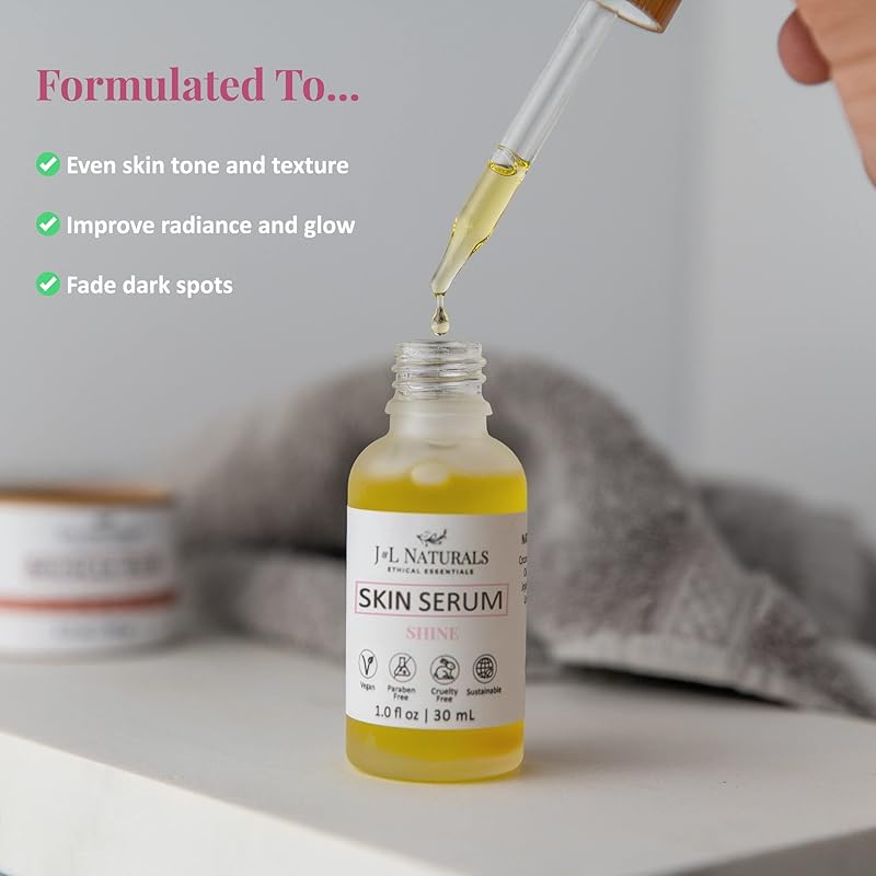 J&L Naturals | Face & Body Oil for Oily, Sensitive, Dry, Combination, Mature, & Dull Skin Types | With Jojoba Oil, Grapeseed Oil, Sunflower Oil, & More (1 Fl Oz (Pack of 2), Shine (normal, dull))