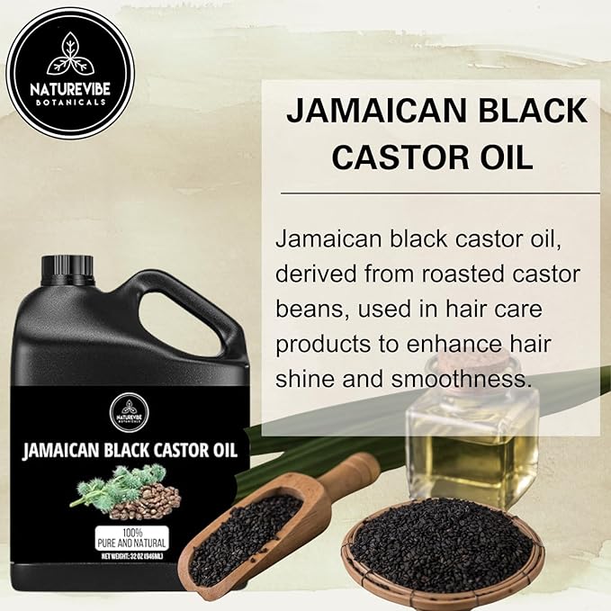 Naturevibe Botanicals Jamaican Black Castor Oil 32 Ounces | 100% Pure and Natural | Great for Skin Care and Hair Care