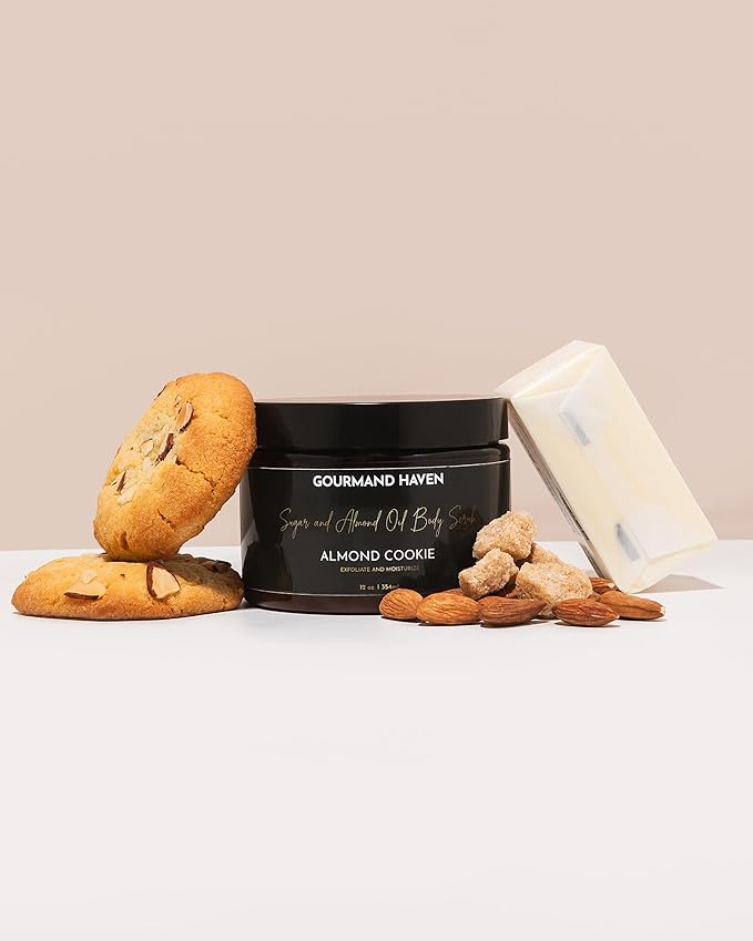 Sugar and Almond Oil Body Scrub - Gentle Moisturizing Body Exfoliation - Made with Coconut, Almond, and Jojoba Oils and Shea Butter