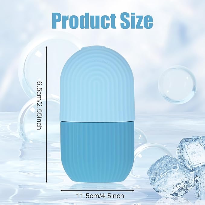 Ice Roller for Face and Eye for Massage Facial, Reusable Silicone ice Mold for Treatment Beauty Skin Care, Compress Shrinks Pores Anti-Wrinkle Reduces Puffiness, Improves Skin Elasticity (Blue)