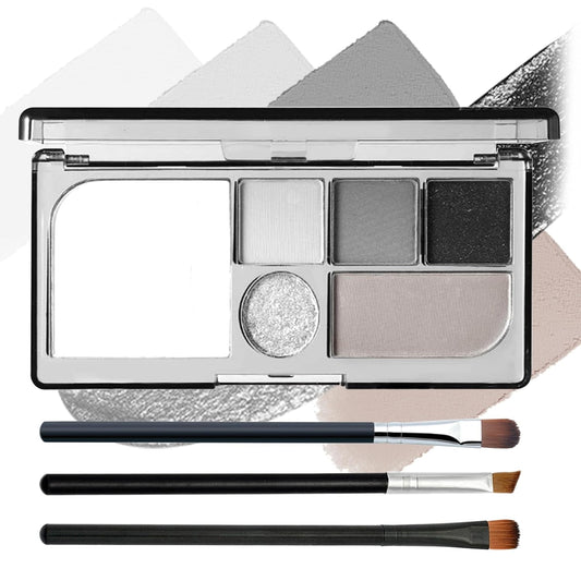 Black Grey Smoky Eyeshadow Palette,15 Colors Matte Shimmer Pigmented Eye Shadow Makeup Palette Set with 3 Eyeshadow Brushes,Glitter Eyeshadow Makeup Palette for Daily Halloween Goth Makeup(L)