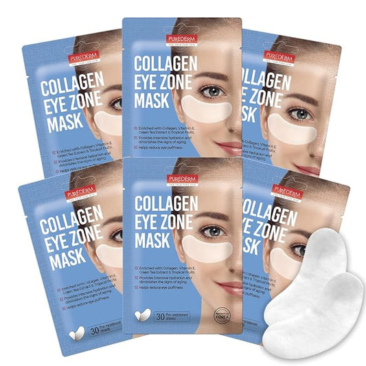 Purederm Deluxe Collagen Eye Mask Collagen Pads For Women 2+4 Pack Of 30 Sheets/Natural Eye Patches With Anti-aging and Wrinkle Care Properties/Help Reduce Dark Circles and Puffiness