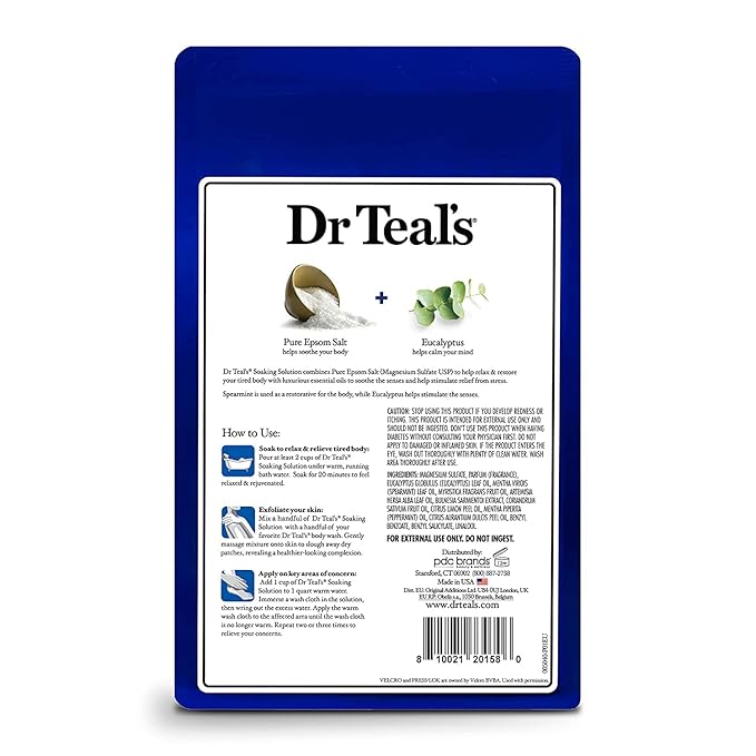 Dr. Teal's Pure Epsom Salt Soaking Solution Gift Set (3 Pack, 3lbs ea.) - Soothe & Sleep Lavender, Relax & Relief Eucalyptus with Spearmint, Wellness Therapy with Rosemary & Mint