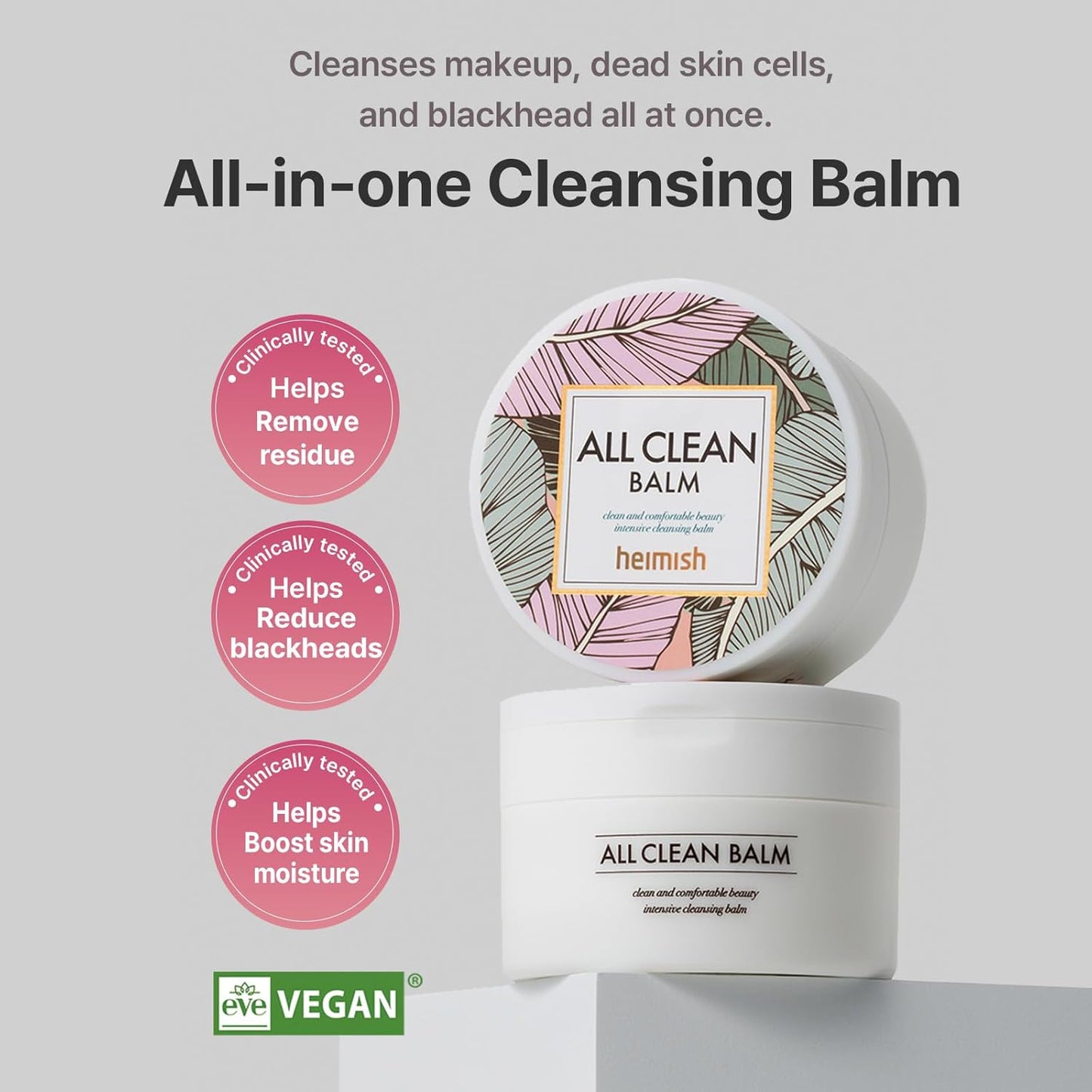 HEIMISH All Clean Balm 4.0fl.oz/120ml - Cleansing Balm, Waterproof Makeup Remover, Face Cleanser, Oil Based Cleanser, Korean Skincare with Natural Aroma Oil, Vegan, For All Skin Types