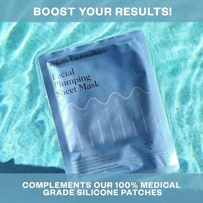 Wrinkles Schminkles Hydrating Facial Collagen Plumping Sheet Mask for Glowing Skin - Ultimate Facial Hydration and Rejuvenation - (1 Count)