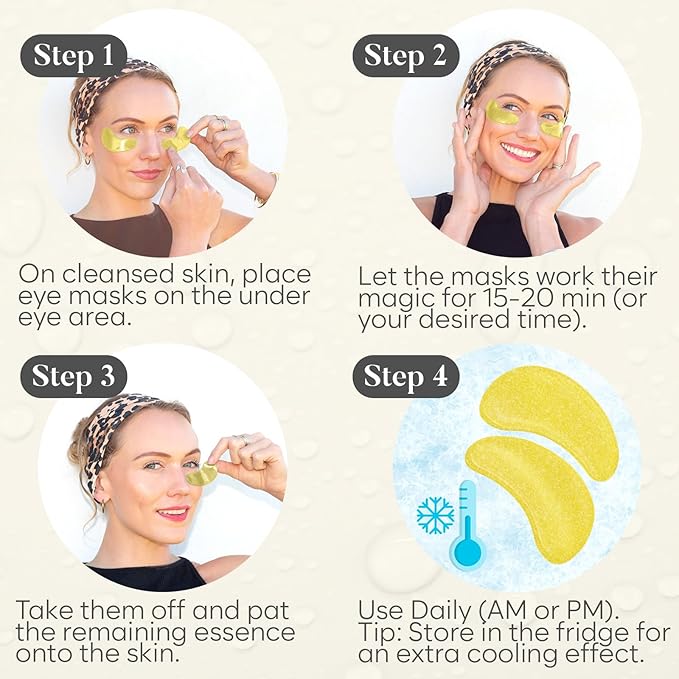 24K Gold Under Eye Patches (30 Pairs) Under Eye Patches for Dark Circles, Under Eye Patches for Puffy Eyes and Dark Circles, Under Eye Mask, Eye Care, Puffy Eyes Treatment