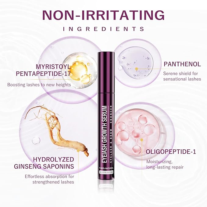 EYELASH Growth Serum for Longer Fuller Healthier Eyelashes and Brows Natural Formula 5ML (5ML, Count, 1)