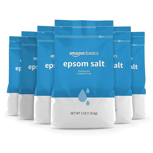 Amazon Basics Epsom Salt Soak, Magnesium Sulfate USP, 3 Pound, 6-Pack