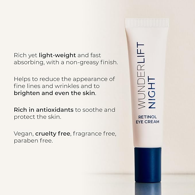 Wunderlift Night Retinol Eye Cream, 3% Encapsulated Retinol, Hyaluronic Acid and Coleus Forskohlii, Vegan and Cruelty free