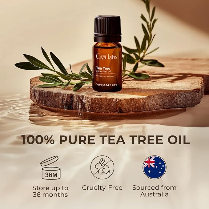 Gya Labs Australian Tea Tree Essential Oil for Skin - 0.34 Fl Oz - 100% Pure Natural Melaleuca Tea Tree Oil for Hair, Face, & Toenail, Piercings Scalp & Candle Making Scent