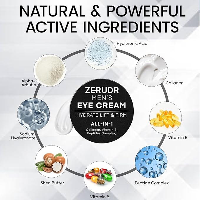 Men’s under Eye cream: all-in-1 Eye Bags, Dark Circles, and Puffiness reduce- Men’s eye care for hydrate, firm & repair