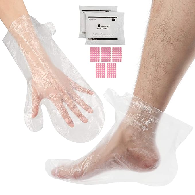 Segbeauty Extra Large Paraffin Wax Liners, 200pcs Plastic Paraffin Wax Mitts Booties Bags for Moisturizing, Paraffin Baths Gloves for Hand, Pedicure Sock Covers for Feet Hot Wax treat-ment