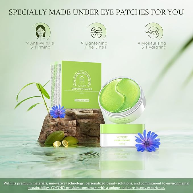 Under Eye Patches Masks - for Dark Circles, Eye bags puffiness Smoothing Skin Care Treatment, and Fade Wrinkles, Fine Lines with Collagen and Hyaluronic Acid for Women and Men, (60 Pcs) Green