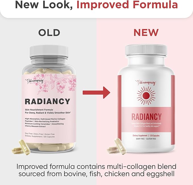 BB Company Radiancy | Vaginal Probiotics for Vaginal Dryness, pH Balance | Fights Itch, Odor | Anti-Aging | Hyaluronic Acid, Probiotics, Vitamin C, Multi Collagen | 120 Ct