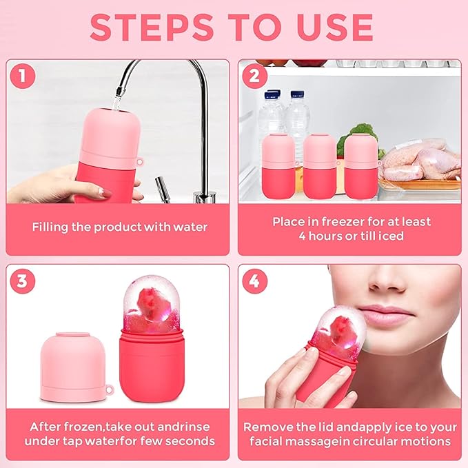 2PCS Ice Roller Mold For Face,Eyes & Neck, Your Natural Glow,Brighten Your Skin,Reduce Acne & Fine Lines,Shrink Pores,Lubricate Skin,Reusable Facial Treatment,Tightens & Tones Skin,De-Puff Eye…