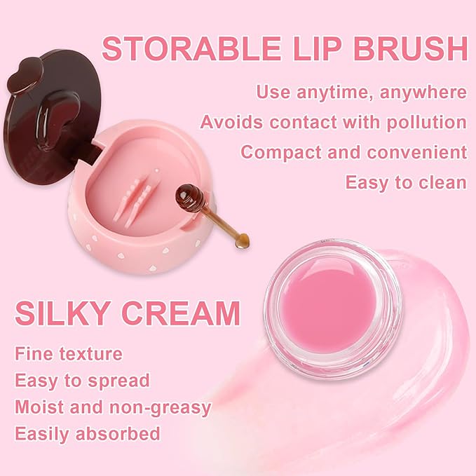 4 PCS Bee Lip Balm Honey Pot, Lip Scrub & Lip Mask Set Honey Watermelon Apple Strawberry Honey Lip Balm Sleeping Lip Mask Overnight with Sticks, Lip Exfoliating Prevention Dry and Crack