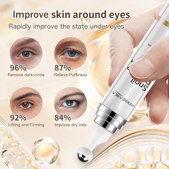 Under Eye Cream for Dark Circles And Puffy Eyes, Snail Peptide Energetic Eye Roll-On 360° Massage, Dark Circle Eye cream, Snail Eye Cream Anti Aging & Wrinkle, Eye Serum Hydrating, Firming, Smooth