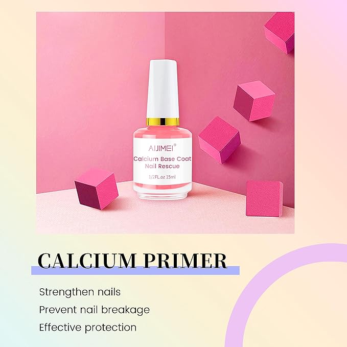AIJIMEI 4in1 Professional Nail Kit Cuticle Remover Gel Cream Calcium Primer for Strengthening Nails Care with Nail Hardener Nail Strengthener and Cuticle Oil
