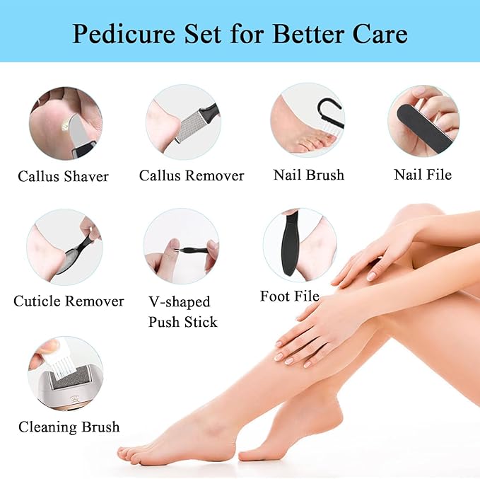 Electric Foot Callus Remover- Long Service Time, Rechargeable Electronic Foot File- Ideal Gift, Professional Pedicure Tools, Waterproof Foot Scrubber, Pedicure Kit Feet Care for Dead Skin (White)