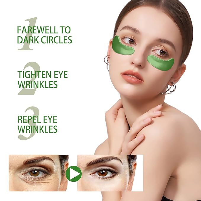 Seaweed Eye Mask, Under Eye Patches with Collagen and Hyaluronic Acid, Seaweed Tightening Eye Mask, Hydrating Green Eye Gel Pads for Puffy Eyes, Wrinkles, Dark Circles and Bags Under Eyes - 30 Pairs