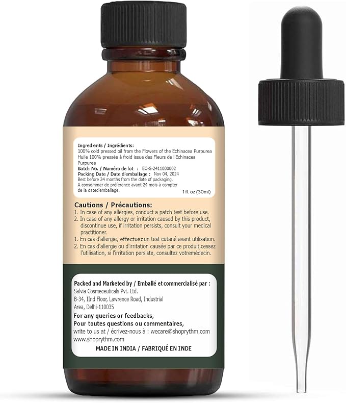 Echinacea (Echinacea angustifolia) Oil | Pure & Natural Carrier Oil for Skincare and Hair Care - 30ml/1.01fl oz