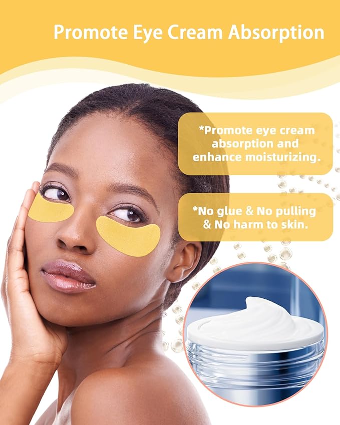 Under Eye Patches Silicone - 2 Pairs Reusable Eye Patches, Eye Wrinkle Patches, Reusable Under Eye Mask, Plump Fine Lines & Wrinkles, Gold