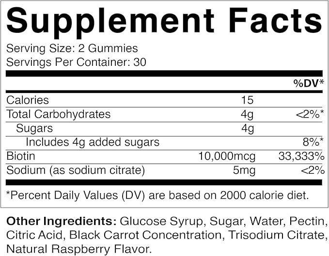 Vitamatic Biotin Gummies 10,000 mcg for Stronger Hair, Skin & Nails - 60 Vegan Gummies - Also Called Vitamin B7 (6 Bottles)