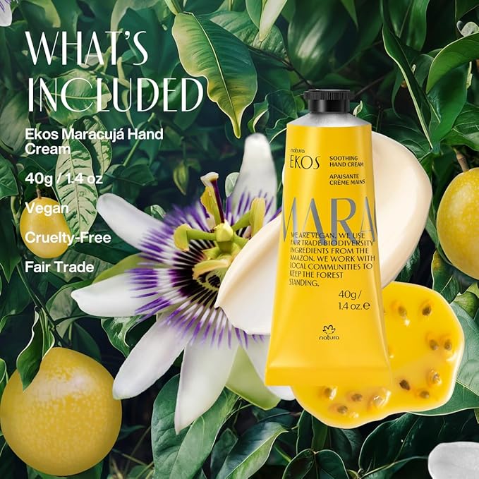 natura - Ekos Maracujá (Passion Fruit) Relieving Bundle - Triple Phase Shower Oil & Hand cream & Body Lotion - Vegan Skin Care - Brazilian Beauty Secrets - Self Care & Body Care
