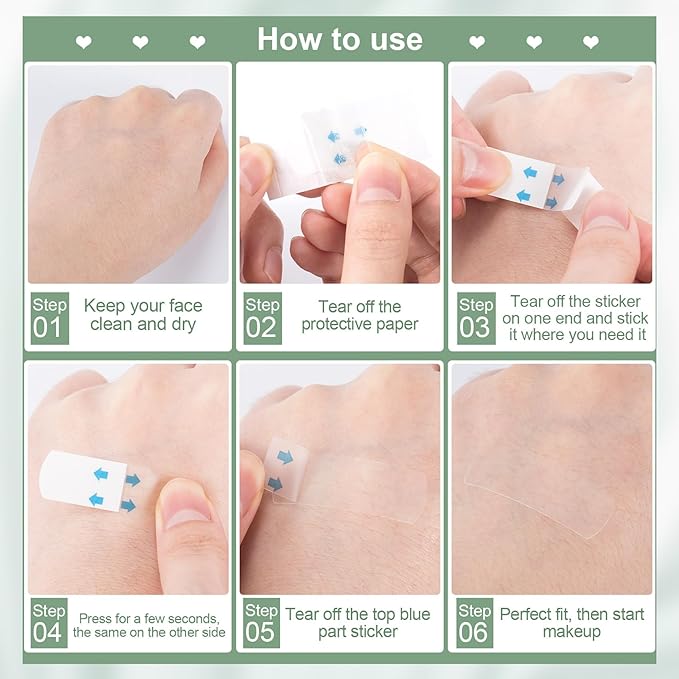 132pcs Face Lifting Tape, Invisible Face Lift Sticky Tapes, Hypoallergenic Clear Sticker for Instant Facial Lifting, Waterproof Eye Neck Wrinkle Makeup Tapes for Sagging Skin, Double Chins