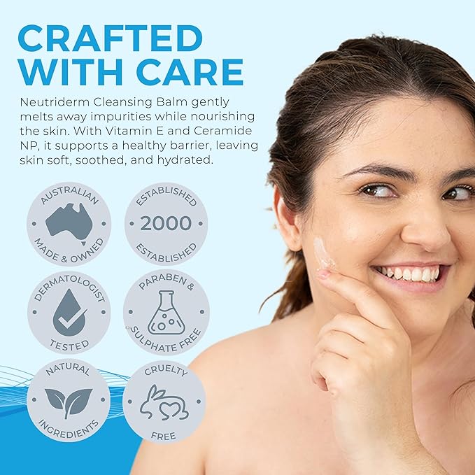 NEUTRIDERM Cleansing Balm – Hydrating Makeup Remover Balm & Oil Based Cleanser with Vitamin E & Ceramides for Soft, Radiant Skin | All Skin Types (80g/2.8oz)