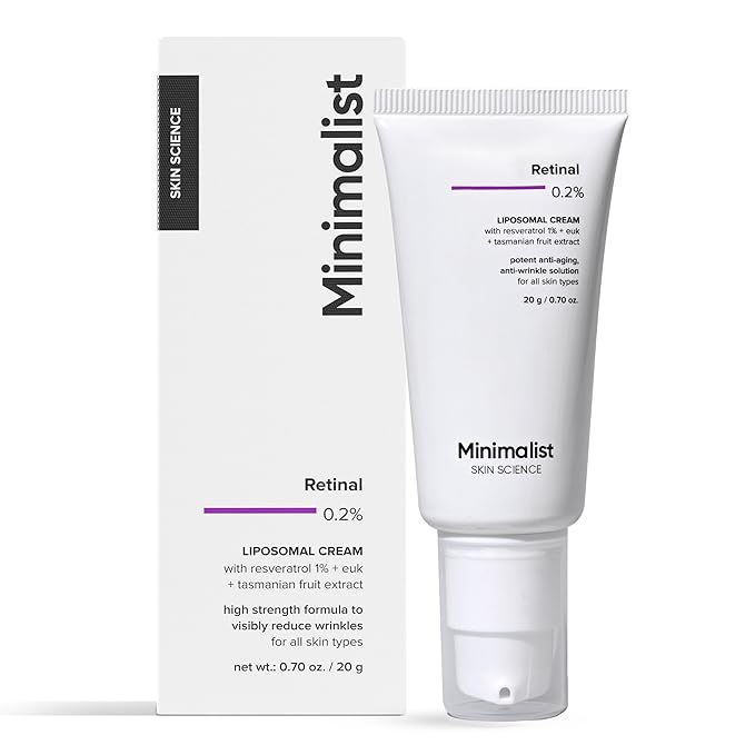Minimalist 0.2% Retinal Liposomal Cream for Visibly Reducing Wrinkles & Fine Lines | For All Skin Types | For Women & Men | 0.7 Oz / 20 gm