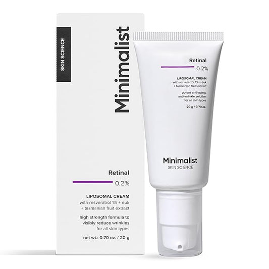 Minimalist 0.2% Retinal Liposomal Cream for Visibly Reducing Wrinkles & Fine Lines | For All Skin Types | For Women & Men | 0.7 Oz / 20 gm