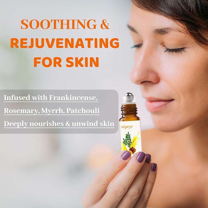 3 PCS Frankincense Essential Oil Blend Oils Roll On, Patchouli, Myrrh, Rosemary Essential Oils, Vitamin C Roller for HIPS, Hands, Shoulders and Legs Skin Care Soothing