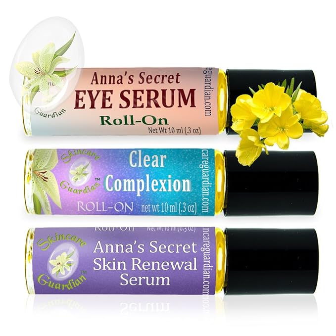 Anna's Secret Skin Care Roll On Travel Pack 3-10ml, Clear Complexion Serum, Skin Renewal Serum, Eye Serum