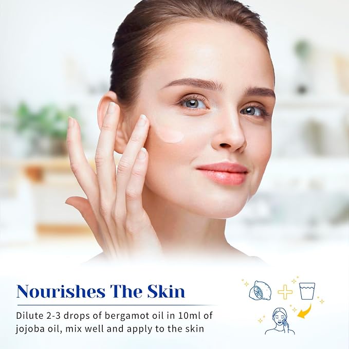 HIQILI Bergamot Essential Oil for Diffuser, Skin, Hair, DIY, 100% Pure & Natural - 16 Fl Oz (500 mL)