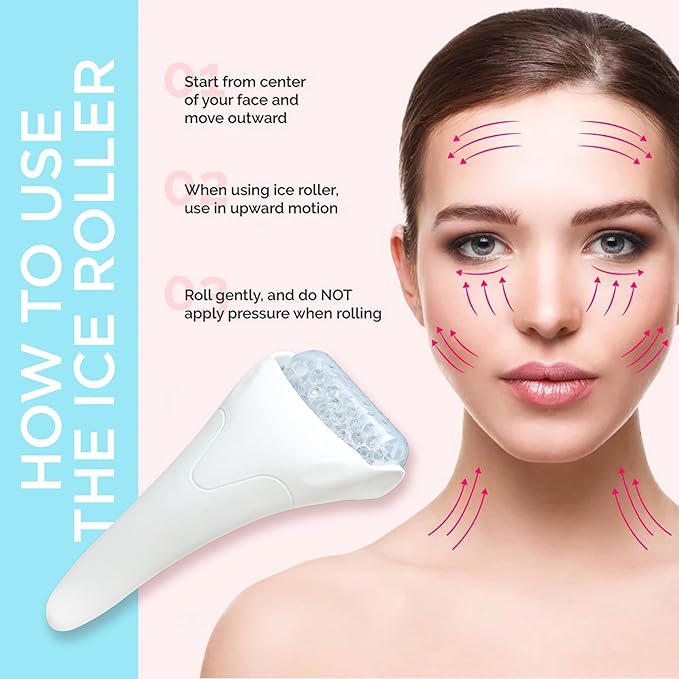 Ice Roller for Face, Eyes, Neck, and Body – Puffiness Reducer, Pain Relief Massager, Anti-Inflammatory Cooling Tool, Skin Tightening & Relaxation Device
