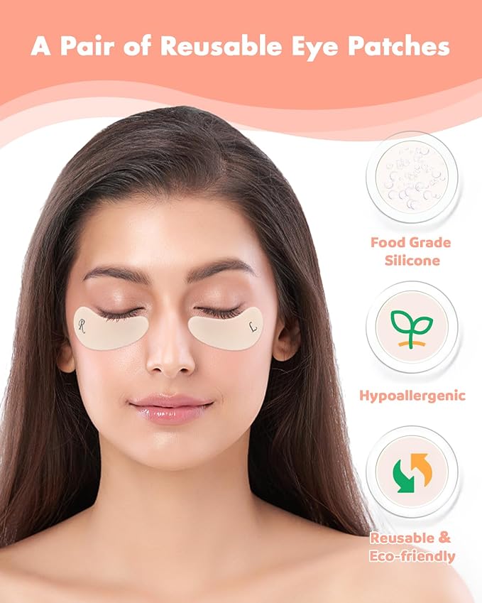 Under Eye Patches Silicone - Reusable Eye Patches + Silicone Fixing Tape Cuttable, Eye Wrinkle Patches, Reusable Eye Mask, Plump Fine Lines & Wrinkles, Eye Cream Applicator + Silicone Bag