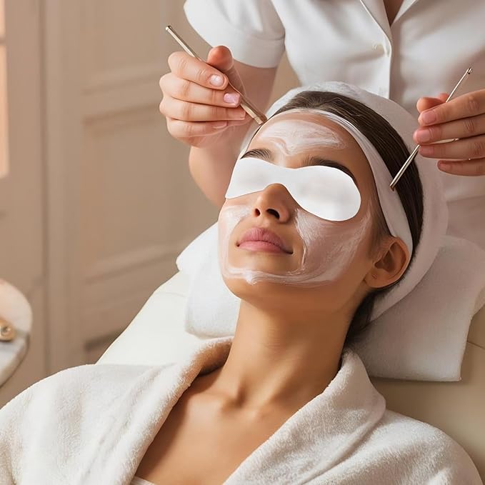 Non-Woven Eye Care Patches Paper, 100 Pieces Disposible Eye Mask Paper Cotton Spa Eyes Care Sheets Pads DIY Skincare Eyes Covers Beauty Tools for Facial Treatments, Moisturizing & Makeup Prep