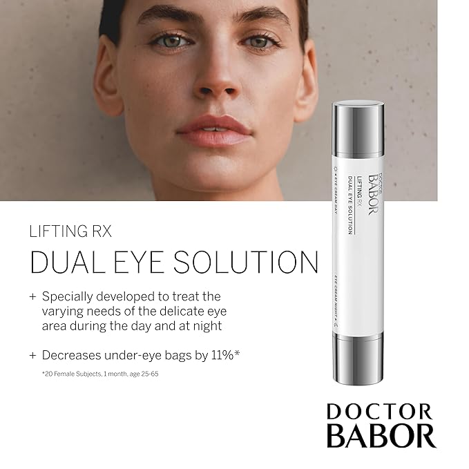DOCTOR BABOR Lifting Rx Dual Eye Solution, Morning & Night Eye Cream, Day Boost Complex Smooths & Firms, Night Recharge Complex Reduces Dark Circles & Under-Eye Bags, Target Crow's Feet & Wrinkles