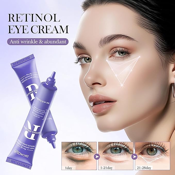 Retinol Eye Cream, Moisturizing Eye Care Daily Anti-Wrinkle Cream with 45% Retinol and 5% Hyaluronic Acid to Smooth and Moisturize Skin, Under Eye Bags, Reduce Dark Circles, Wrinkles (0.7 Ounces)
