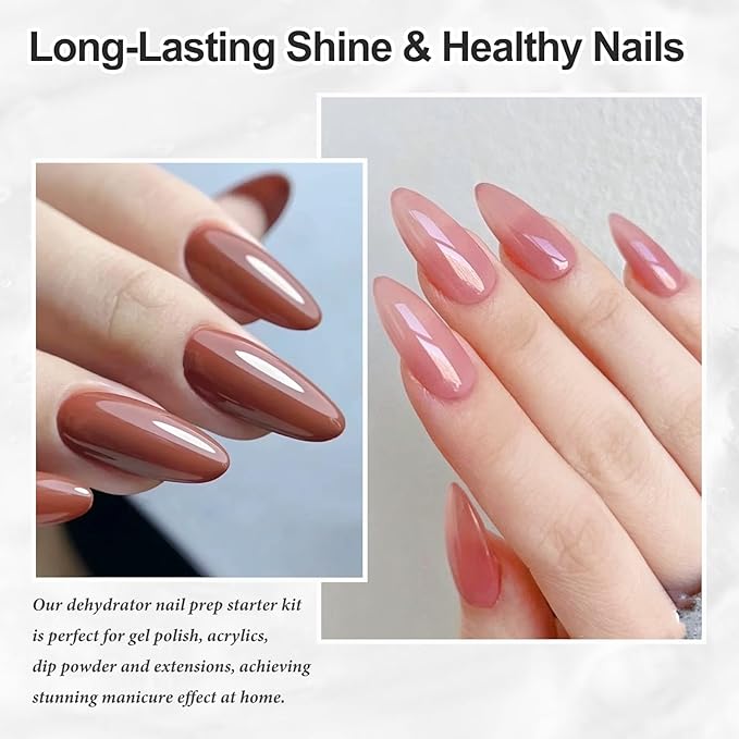 3Pcs Nail Dehydrator and Primer and Cuticle Oil for Acrylic Gel Nails 15ml Professional Acid Free Bonding Primer Nail Prep Set No Burns Manicure Bonder Liquid for DIY Home Salon