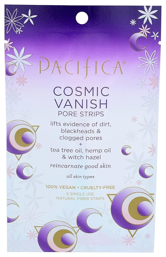 Pacifica - Blackhead Remover Pore Strips - Cosmic Vanish - for Nose, Chin & Forehead - Deep Cleansing Nose Strips w/Instant Pore Unclogging - Oil-Free, Non-Comedogenic Use Vegan Dermatologist Tested