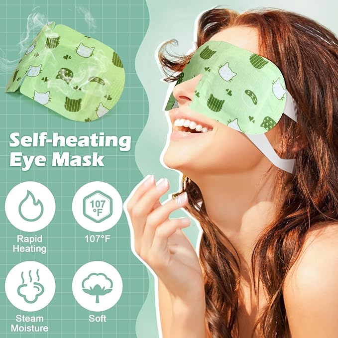 48 Packs Steam Eye Mask Disposable Self Heating Eye Mask for Dry Eyes Spa Warm Sleep for Home Office Travel Eyestrain Relieve