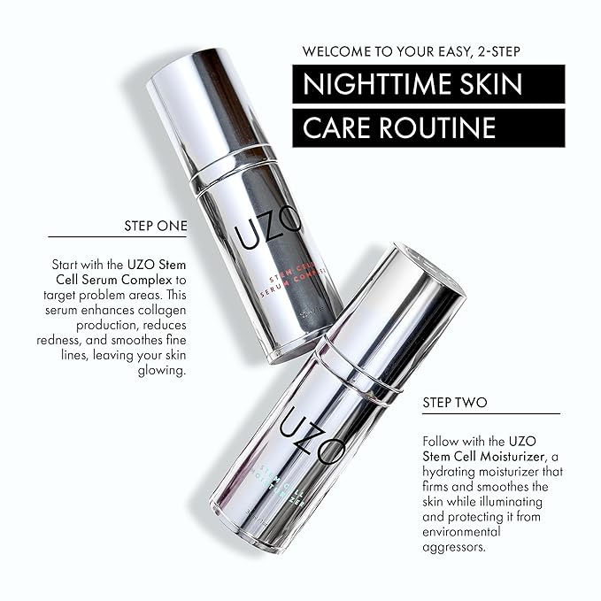 UZO Stem Cell Serum Complex, Plant-Based Hydrating Face Serum with Antioxidants, Facial Skincare, Improves Skin Tone, Texture & Elasticity, All Skin Types - Day & Night Use, 1 FL Oz, 30ml